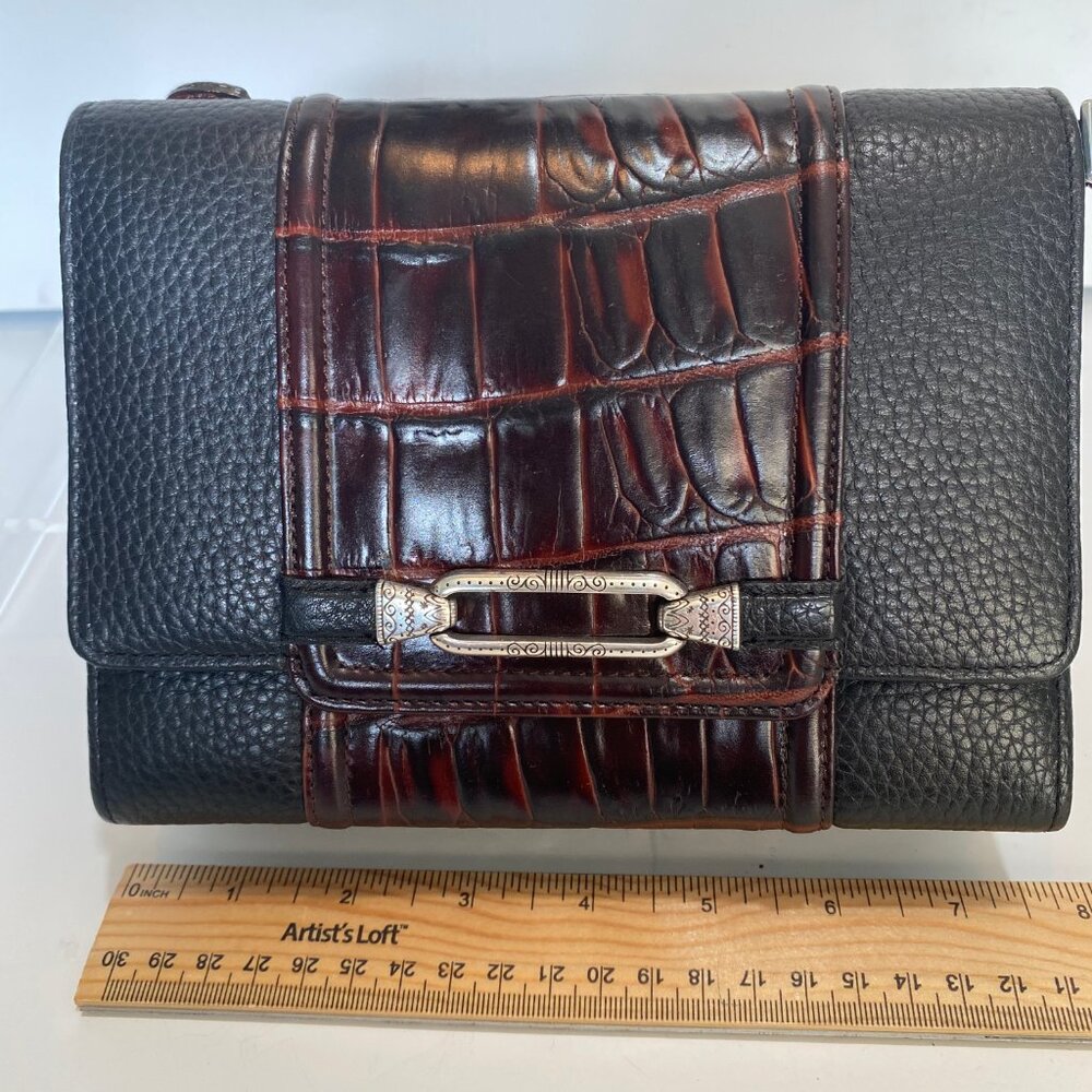 Vintage Black and Brown Brighton Organizer Crossbody Shoulder Strap Purse  EUC - Picture 14 of 16